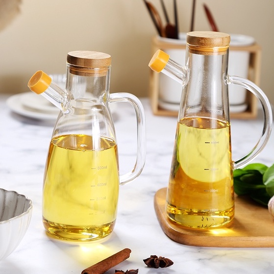 500ml800ml Portable Kitchen Glass Oil Can Cruet Bottle With Handle Soy Vinegar Condiment 2067