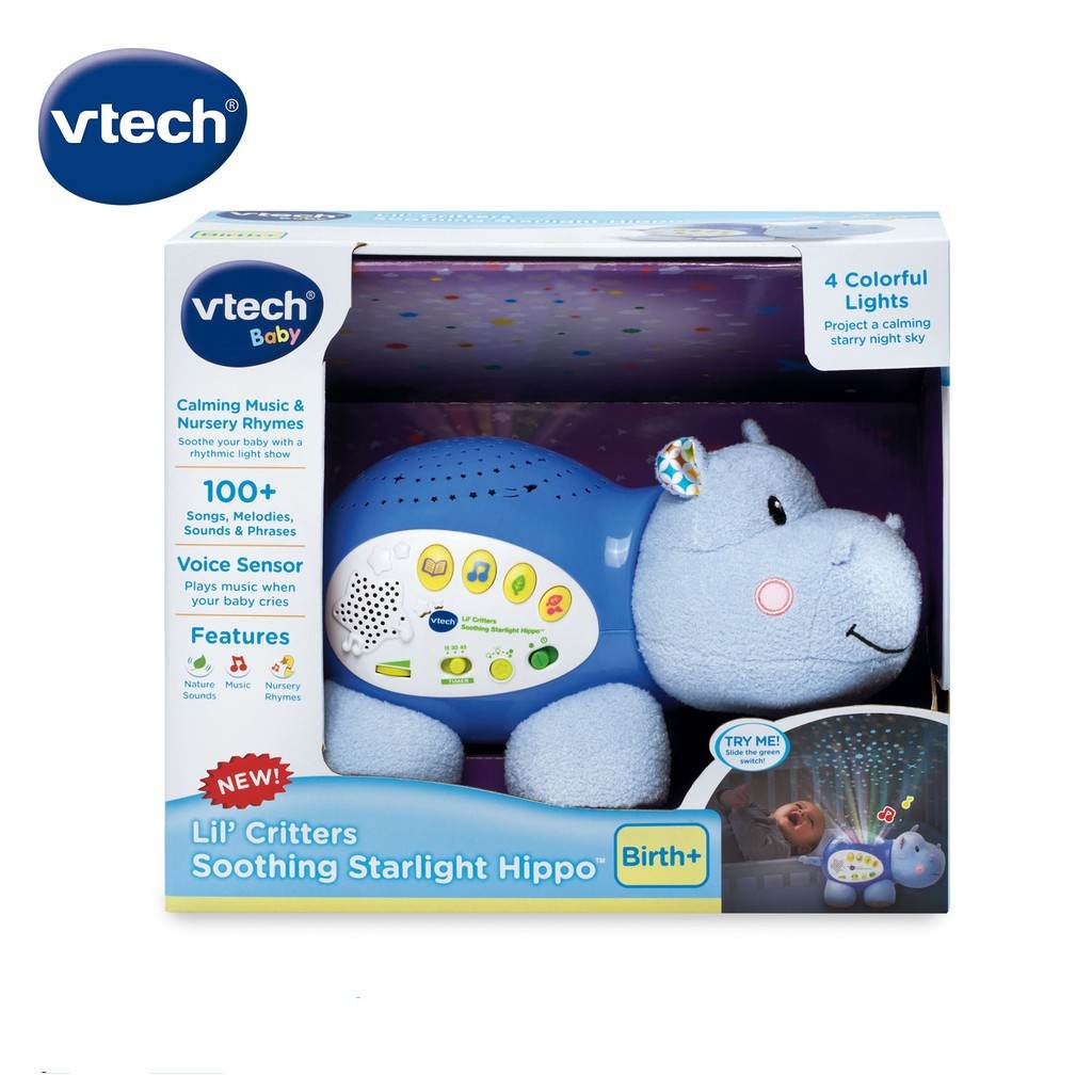 Vtech Official Store Soothing Hippo Light Projector Crying Sensor New