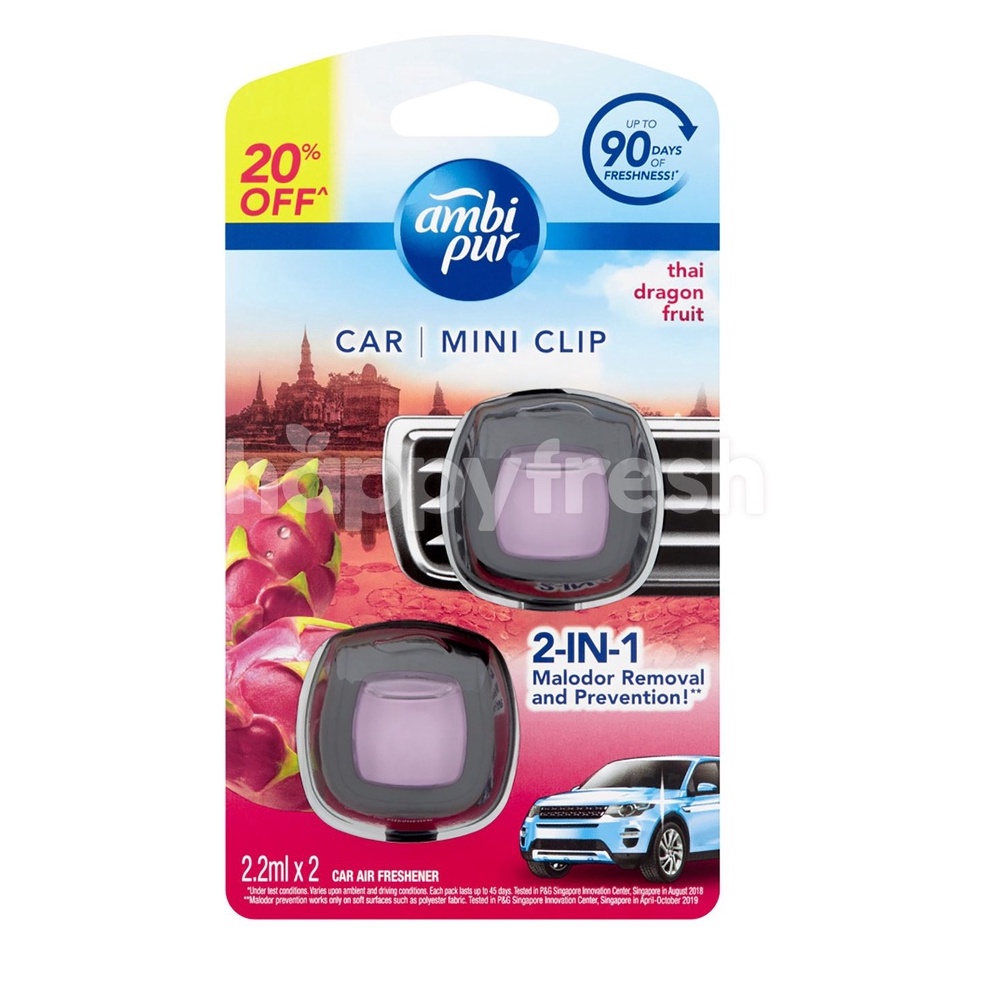 Ambi pur Mini Clip Car Air Freshener Thai Dragon Fruit 2 x 2.2ml