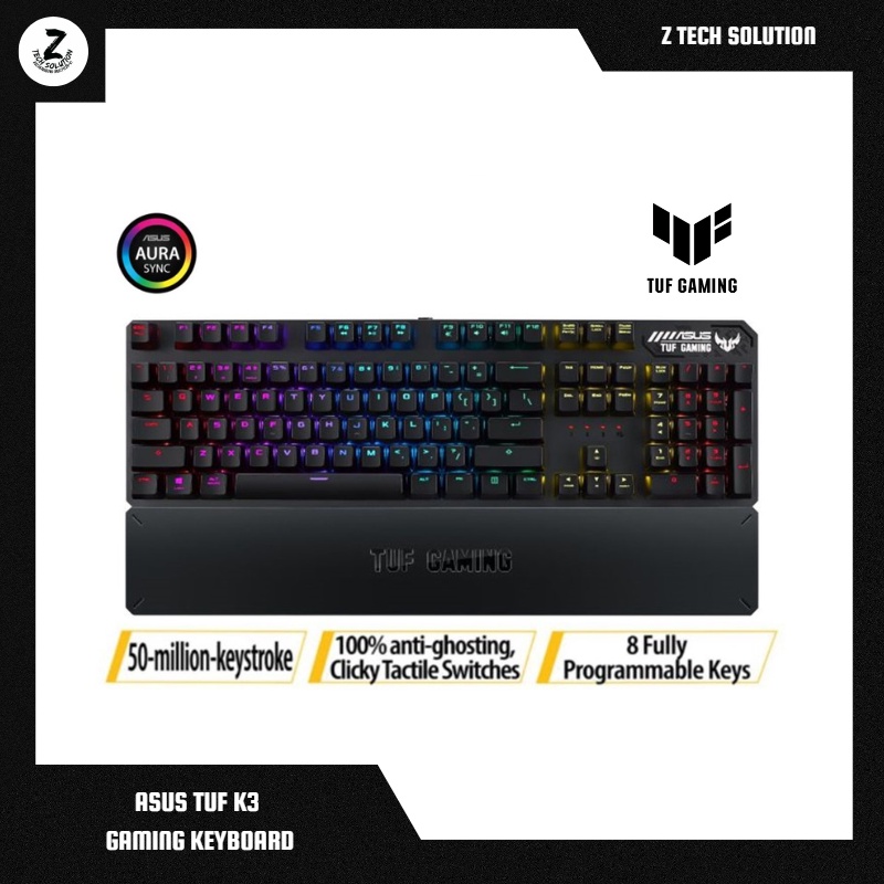 ASUS TUF Gaming K3 Mechanical Keyboard Aura Sync RGB Lighting | Shopee