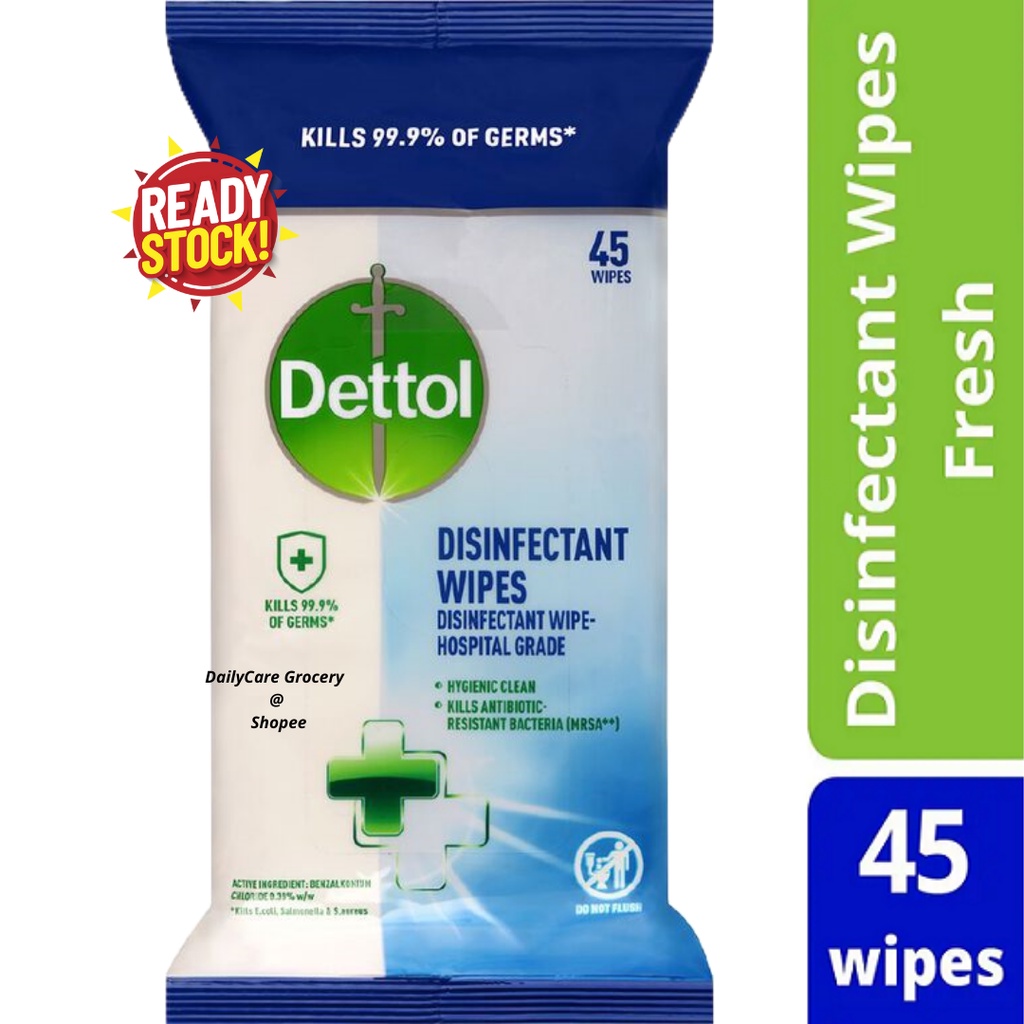 Dettol Hospital Grade Disinfectant Surface Cleaning Wipes Fresh