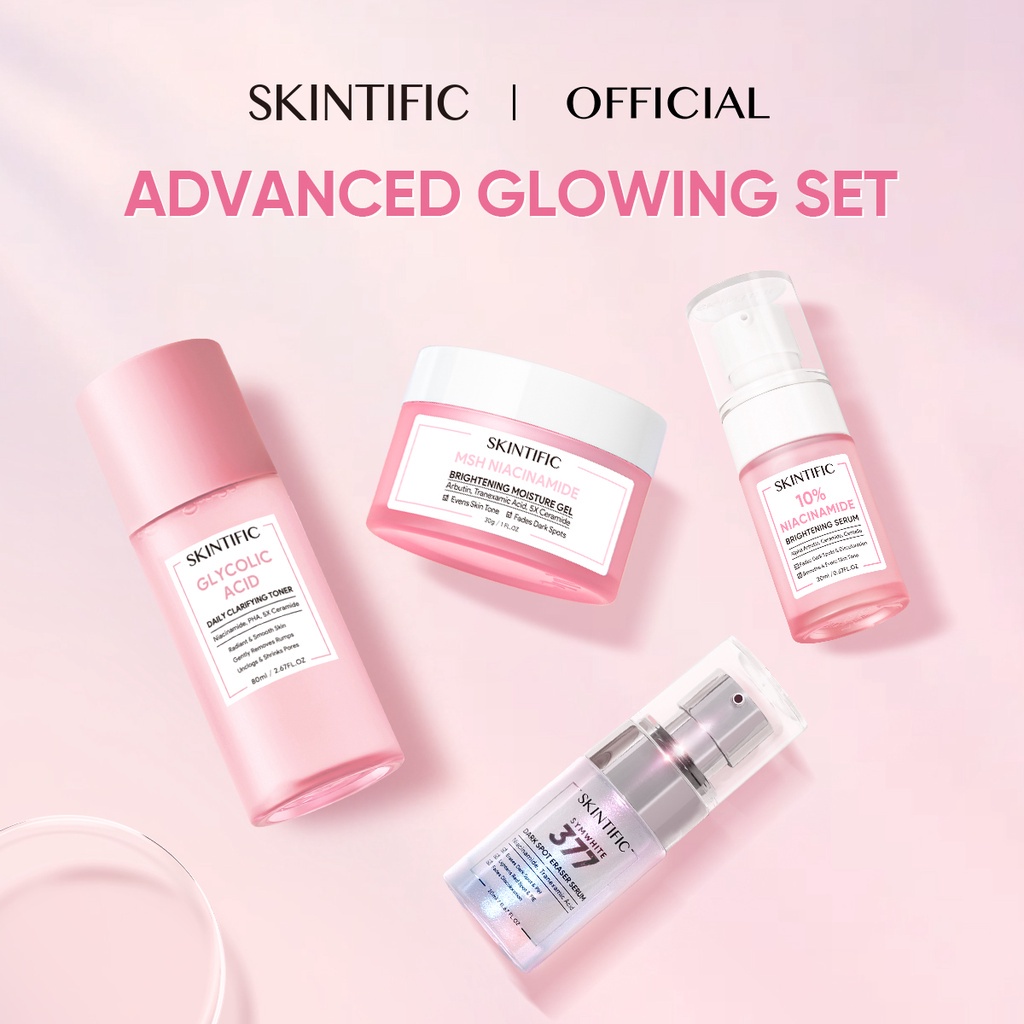 Skintific Pink Set Skincare Kit Niacinamide Moisturizer + Niacinamide