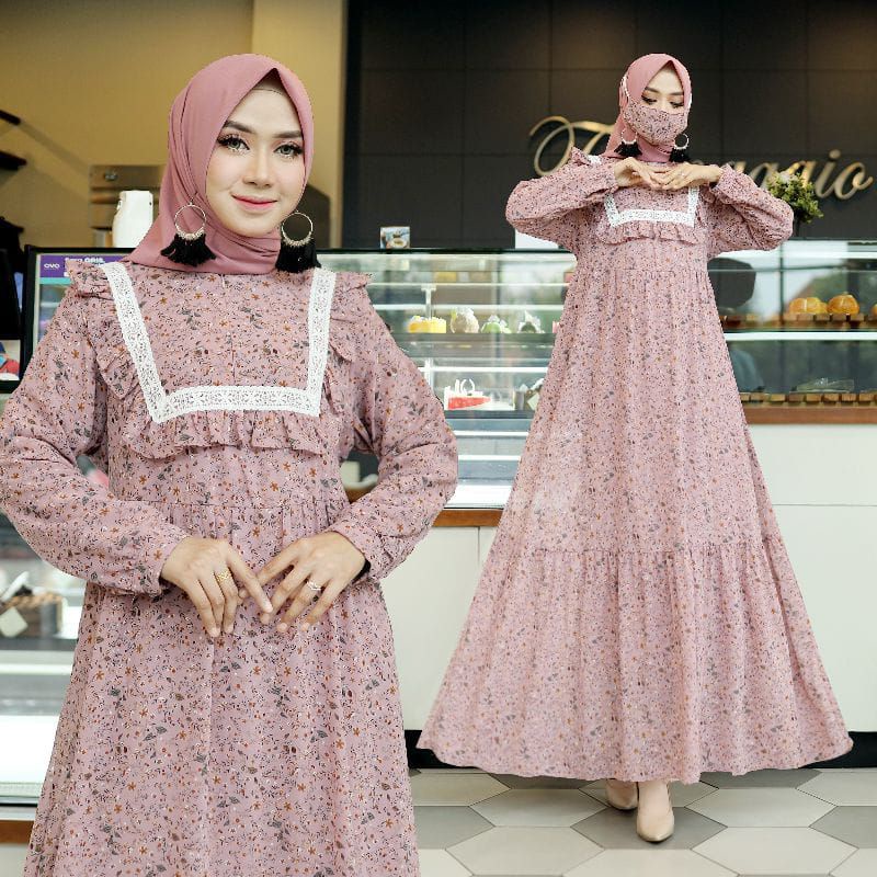 Original Dress/gamis. Dress/gamis. Floral print With full Lace ...