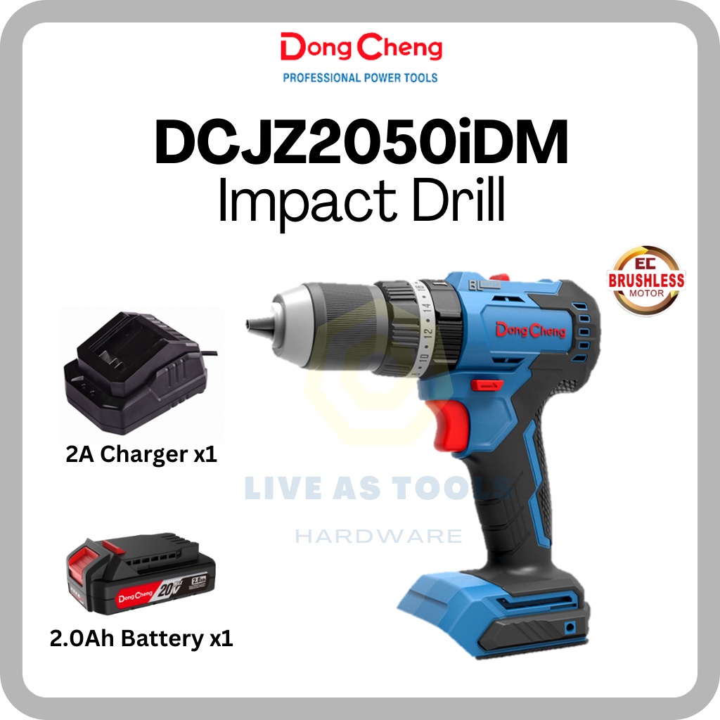 DongCheng 20V DCJZ2050iDM Cordless Brushless Impact Hammer Driver Drill ...