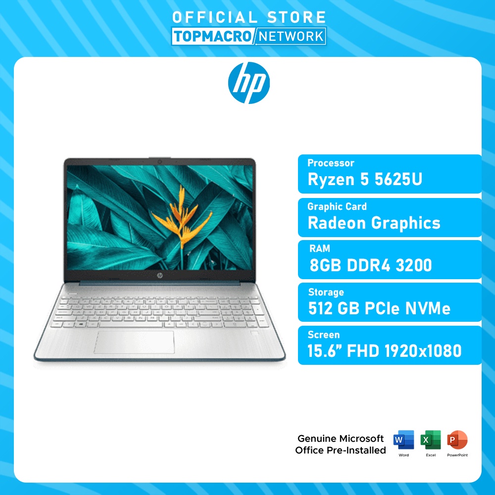 Hp 15s Eq3062au Laptop Ryzen 5 5625u Radeon Graphics 8gb 512gb 156 Fhd Blue Win11 Ms 1837