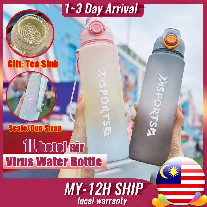 Botol minuman viral Cute water bottle Sport Botle Tumbler 1000ml Time ...