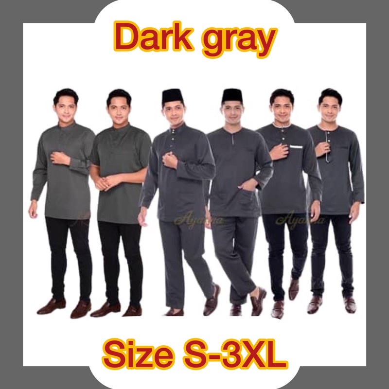baju malayu warna Dark gray🇲🇾🇲🇾🤝🤝Size Sampai s-2XL🤝🤝🇲🇾🇲🇾jenis sakorah 🤝 ...