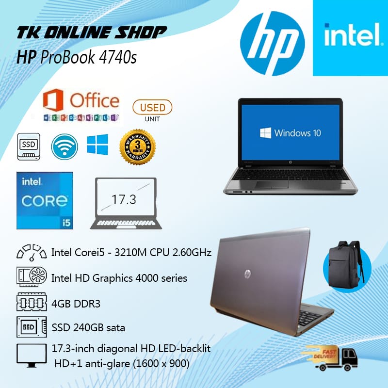 Dalle écran LCD 17.3" HD+ (1600x900) Pour HP ProBook 4740s - Remplacement Neuf - Connecteur 40 Pins
