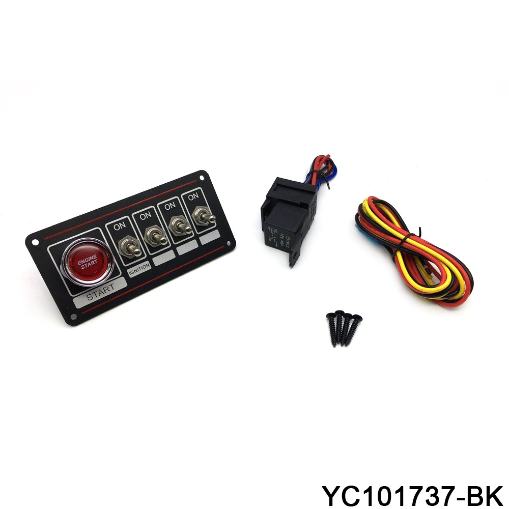 Racing Car 4 Gang Ignition Switch Panel Engine Start Push Button Led