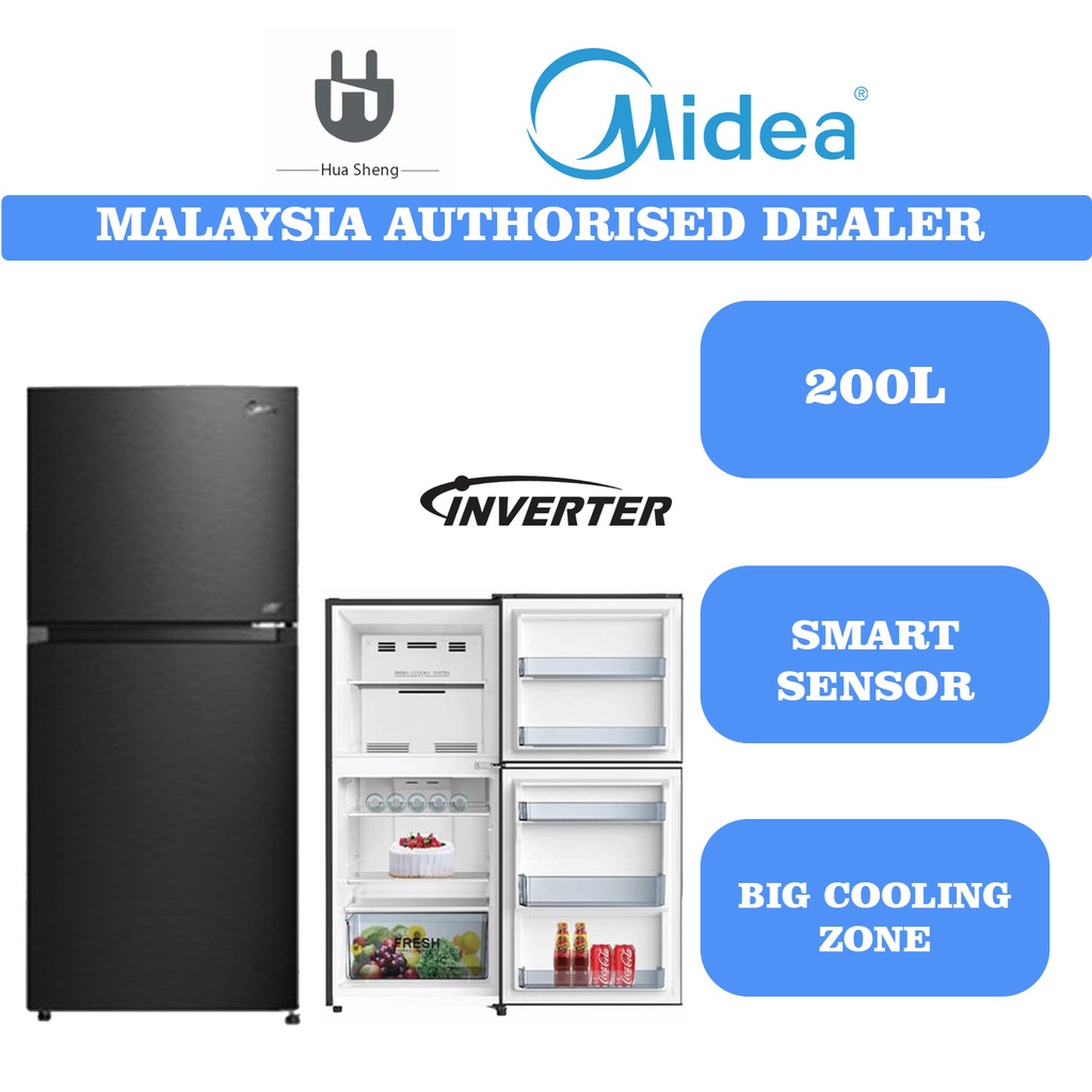 Midea Gross 2 Doors Inverter Quattro Refrigerator (200L) MDRT268MTB28 ...