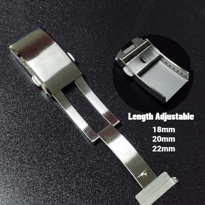 Solid Stainless Steel Watch Buckle 18mm 20mm 22mm Watch Band Folding Clasp Double Push Butterfly 4534