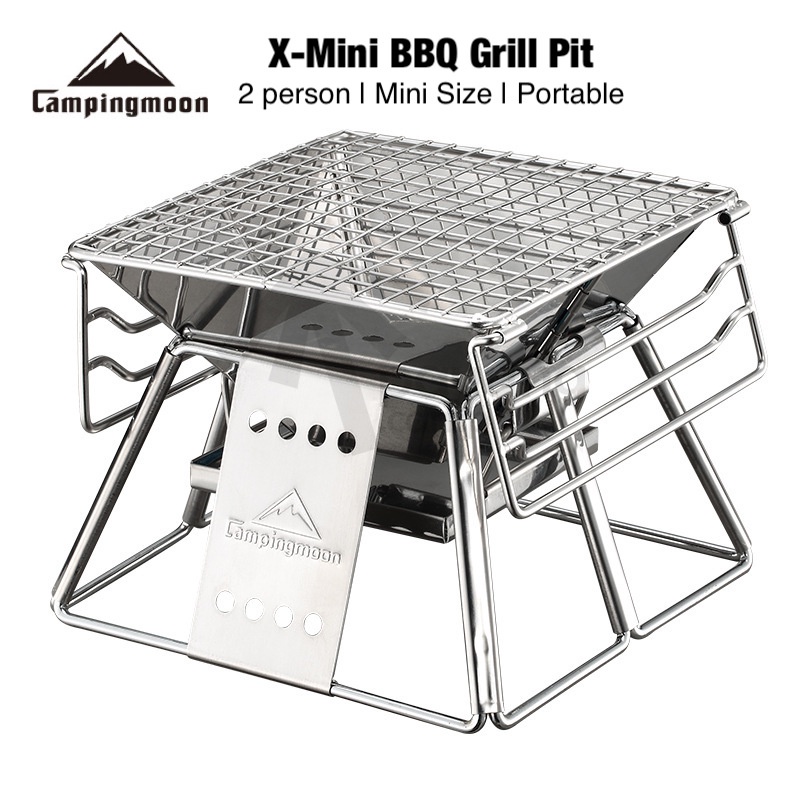 CAMCAMPINGMOON 2 person XMINI Foldable Stainless Steel Barbecue Pit