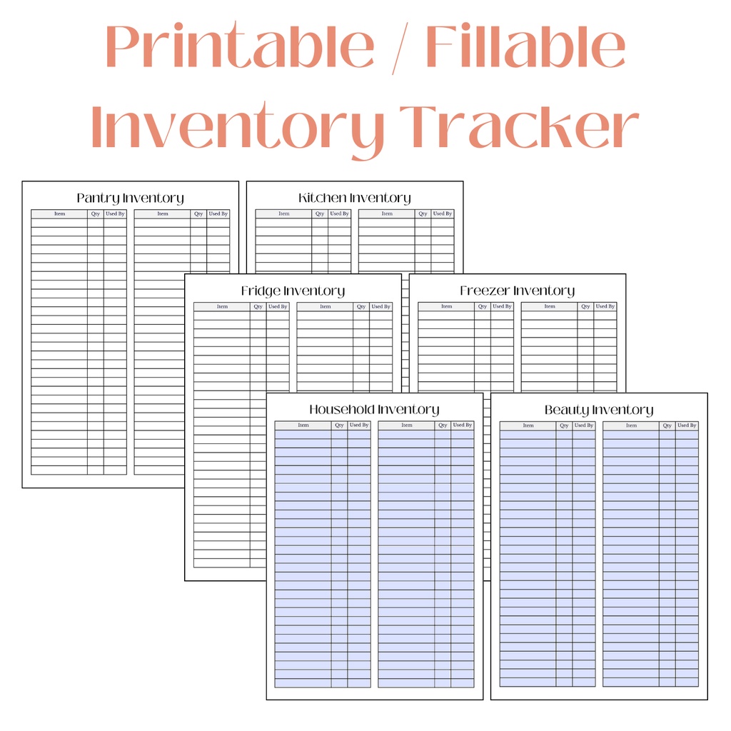 L1 - Printable / Fillable Inventory Tracker | Kitchen | Beauty ...