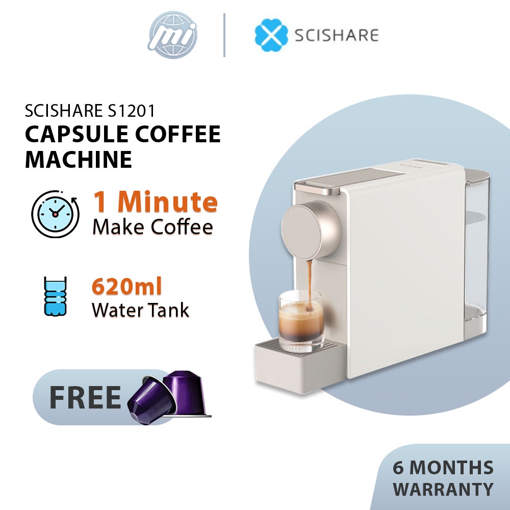Scishare 19 Bar Capsule Coffee Machine S1201 Gold Nespresso Capsules