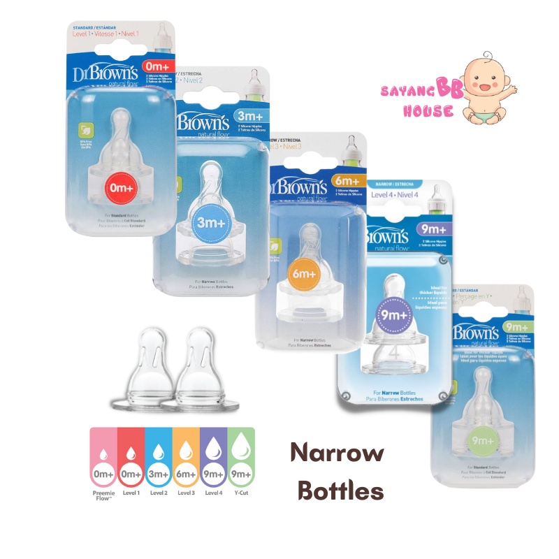 Dr.Brown's Silicone Narrow Nipples Teat and Replacement Accessories Dr