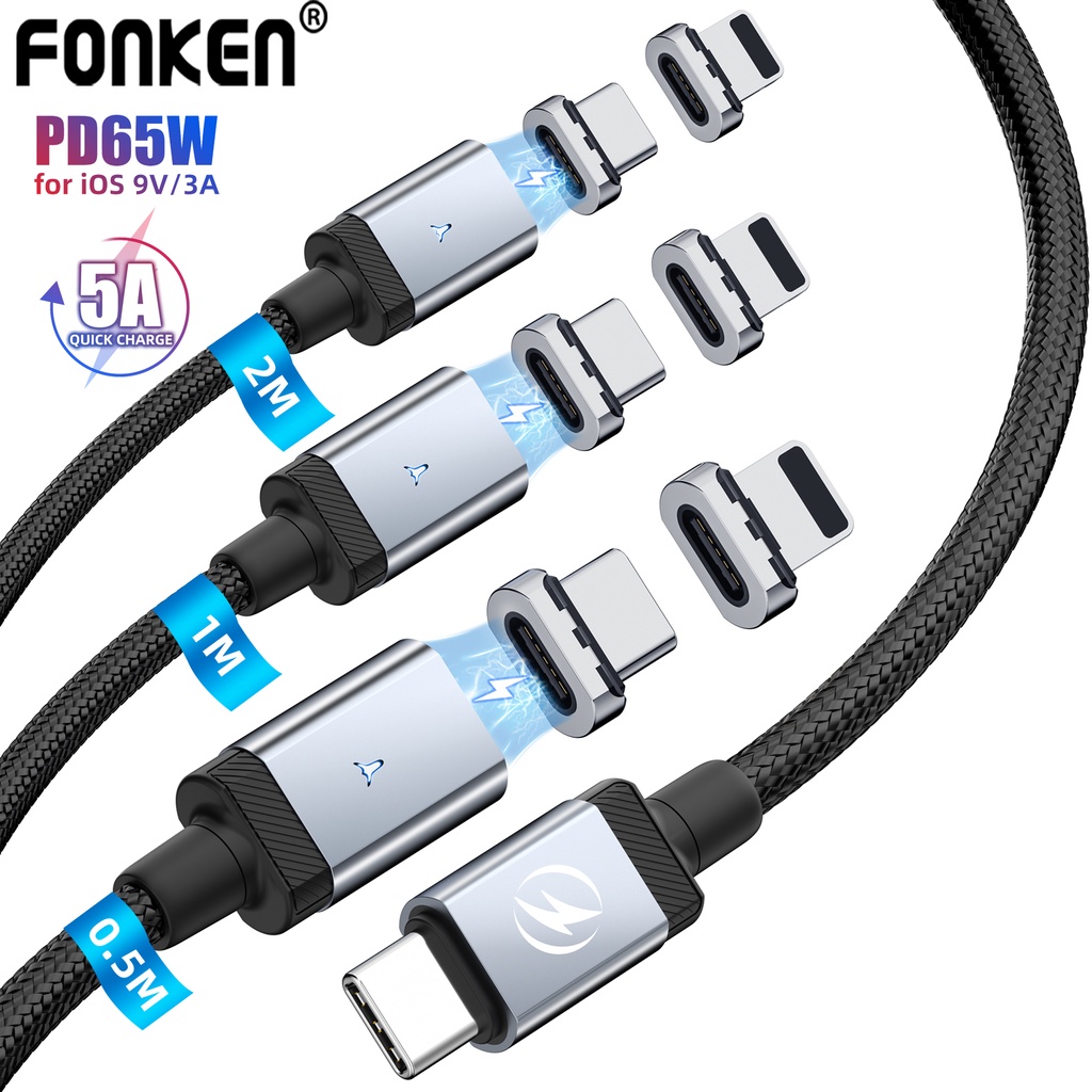 Fonken USB C Cable PD65W Magnetic Type C Cable PD27W USB C To Light ...