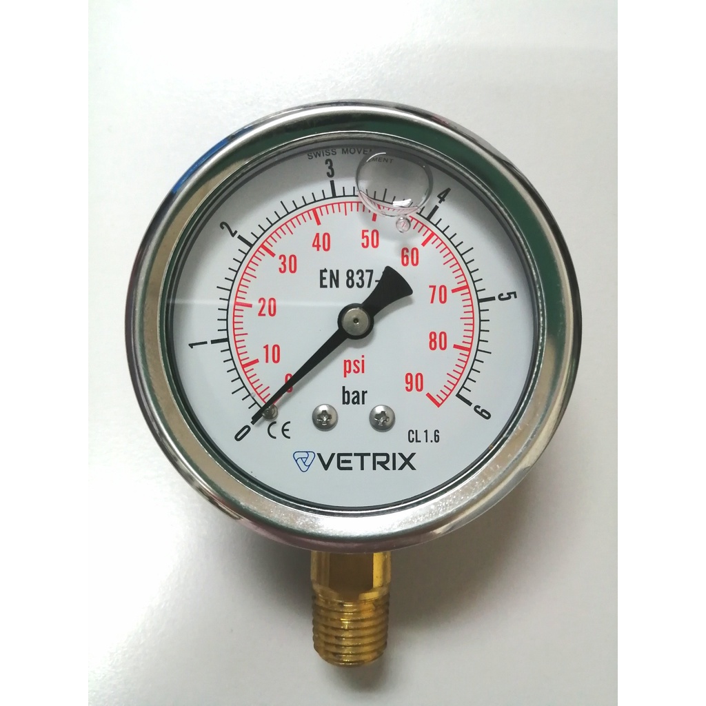 [Demo Unit] Vetrix Oil Filled Bottom Pressure Gauge VPG-25-BM-1/4NPT-(0 ...