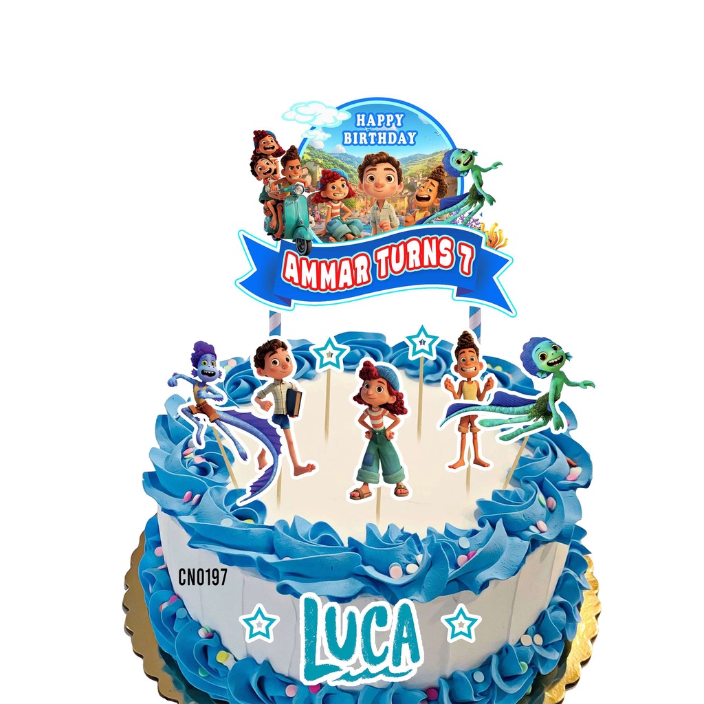 CUSTOM NAME] Happy Birthday Cake Topper Luca Decoration Set Party