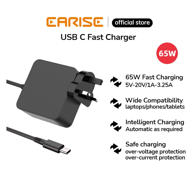 65W USB C Power Adapter Laptop Charger Fast Charge PD Power Supply for ...