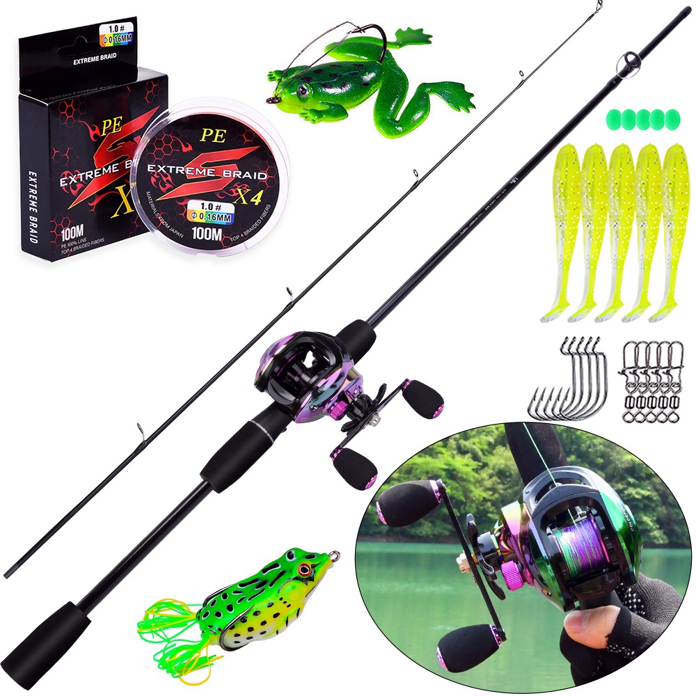 Fishing Set Fishing Rod 1.8m 2 Section with Baitcasting Reel 18+1BB 7.2:1  Gear Ratio with 100m Line