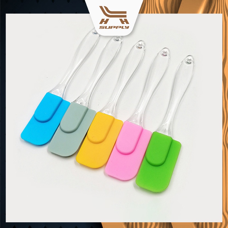 LH Heat Resistant Silicone Cake Spatula w Transparent Handle Cream