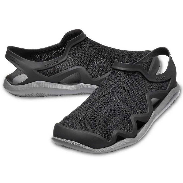 Crocs Swiftwater sz 8 Mesh Wave Sandal Slate Gray Black Men Water Shoes Shopee Malaysia