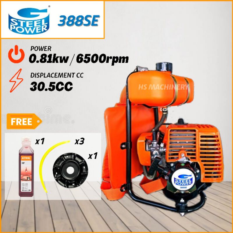 Heavy Duty STEEL POWER 388SE Mesin Rumput Grass Cutter Brush Cutter