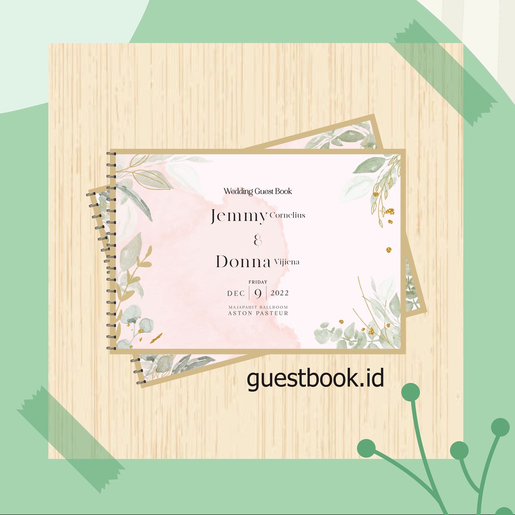 Custom Rustic Pink Wedding Invitation Guest Book / Simple Elegant ...