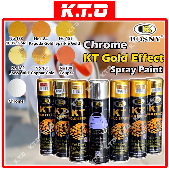 BOSNY CHROME KT GOLD EFFECT SPRAY PAINT 225g AEROSOL HANDCRAFT