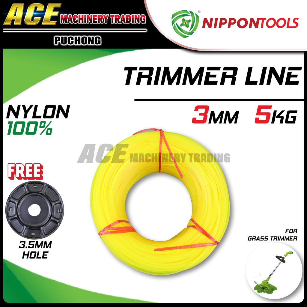 [ Nippontools ] Nylon 100% Trimmer Line 3mm (2.3Kg/5Kg) | Shopee Malaysia