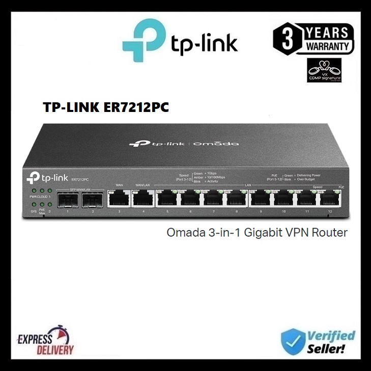 TP-LINK ER7212PC OMADA GIGABIT VPN ROUTER WITH POE+ PORTS AND ...