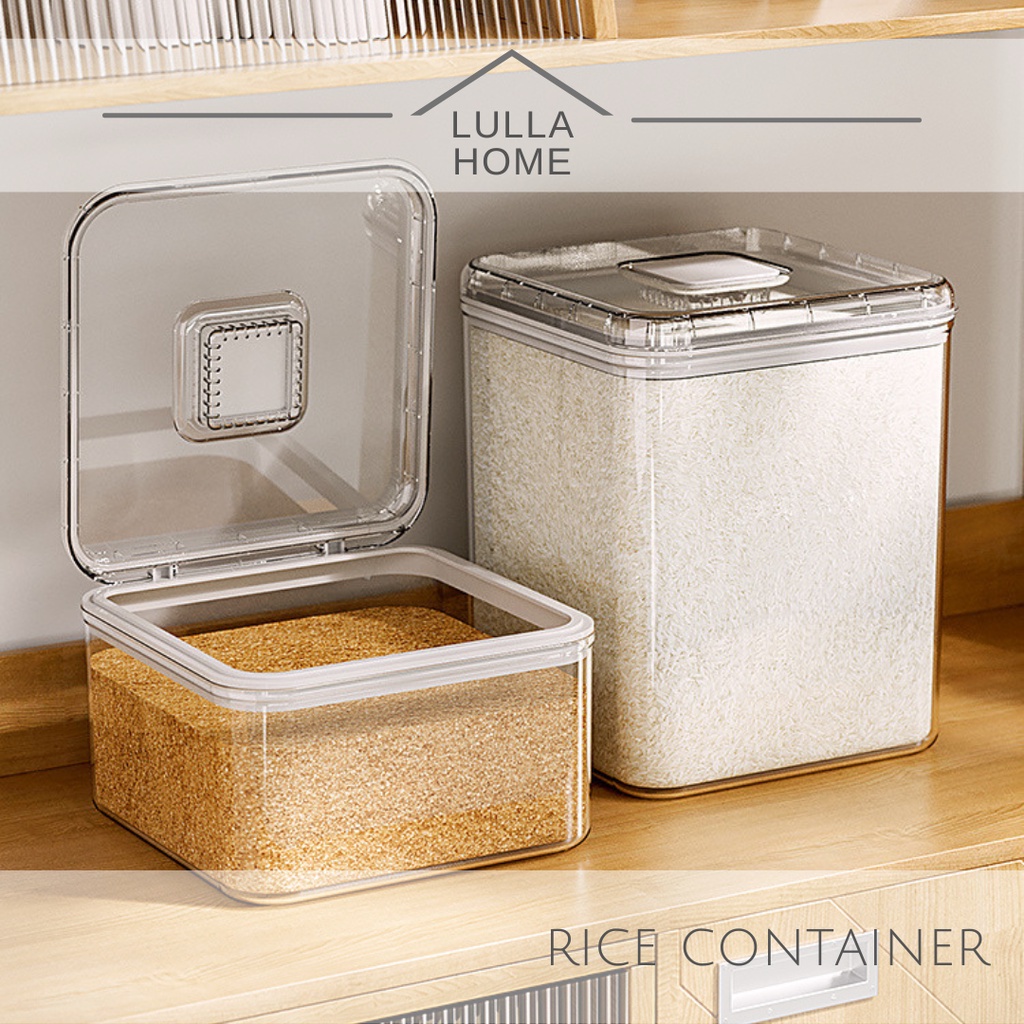 LullaHome Acrylic Kitchen Storage Rice Dispenser Storage Container Box