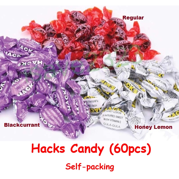 Gula-gula Hacks Candy (60 pcs) - Regular / Honey Lemon / Blackcurrant ...