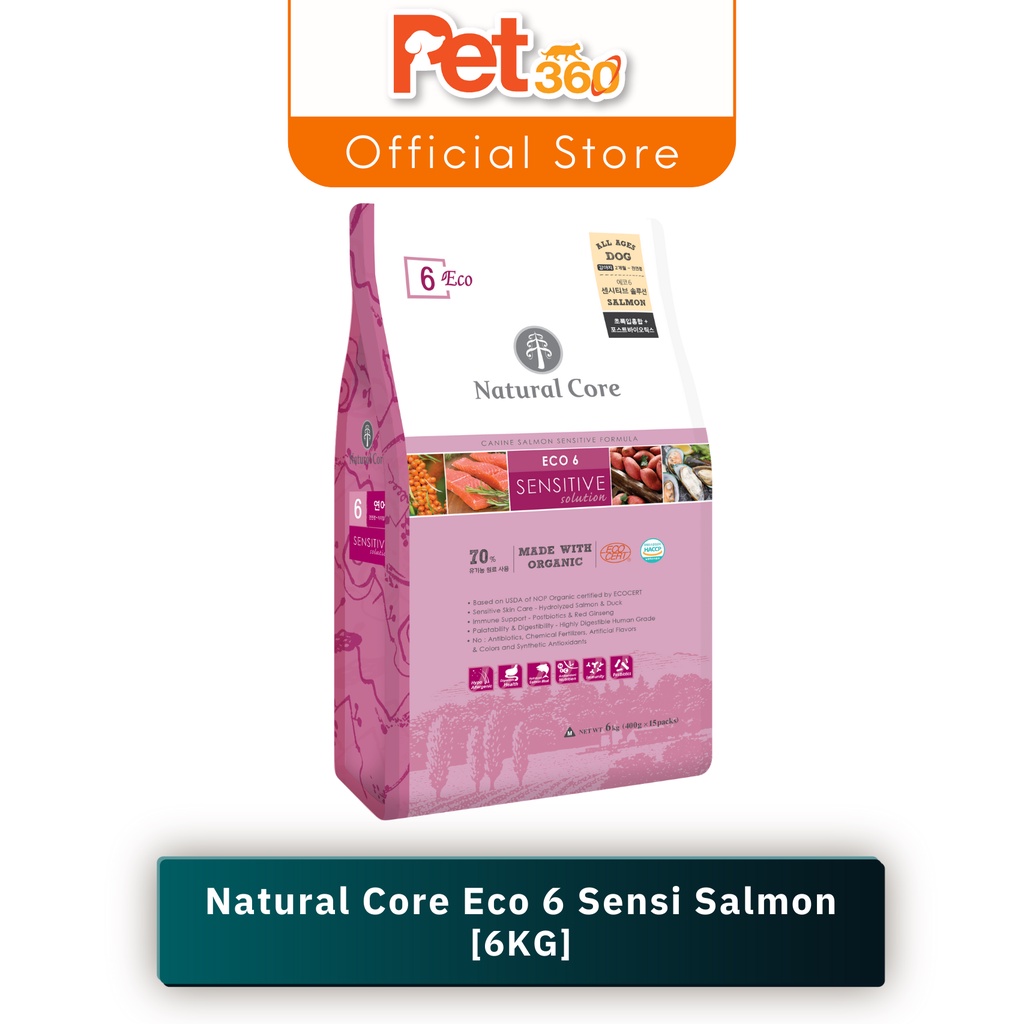 Natural Core Eco 6 Organic Sensitive Salmon Dog Food 6kg