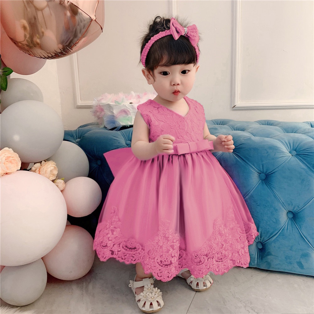 Baby Girl Wedding Lace Dress Children Kids Birthday Party Dresses Gaun Kembang Bayi Budak Perempuan Shopee Malaysia