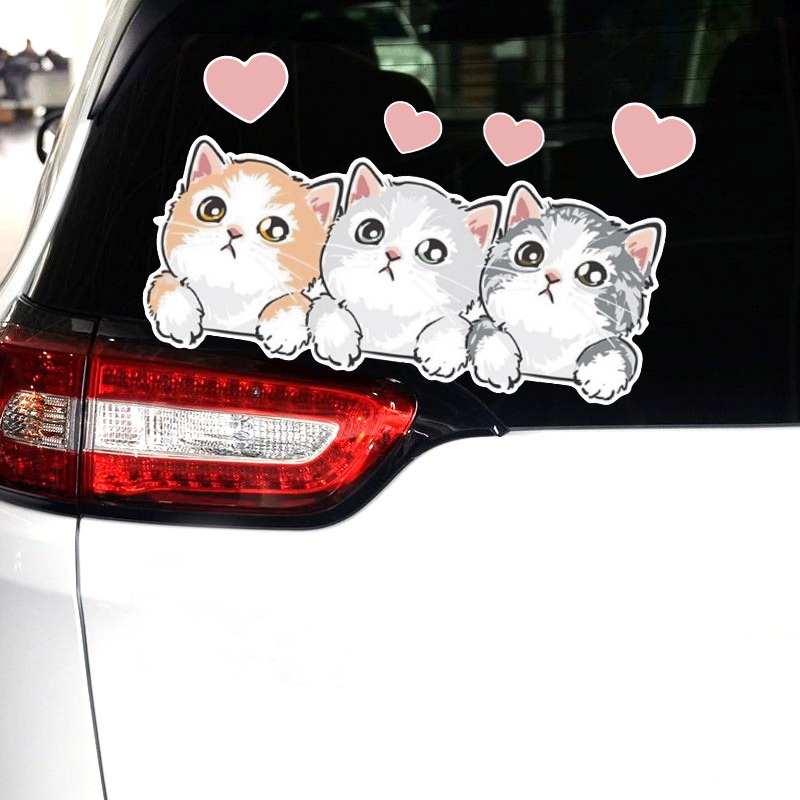 Lovely Cat Waterproof Car Stickers Cute Cat Car Body Decals Decoration ...