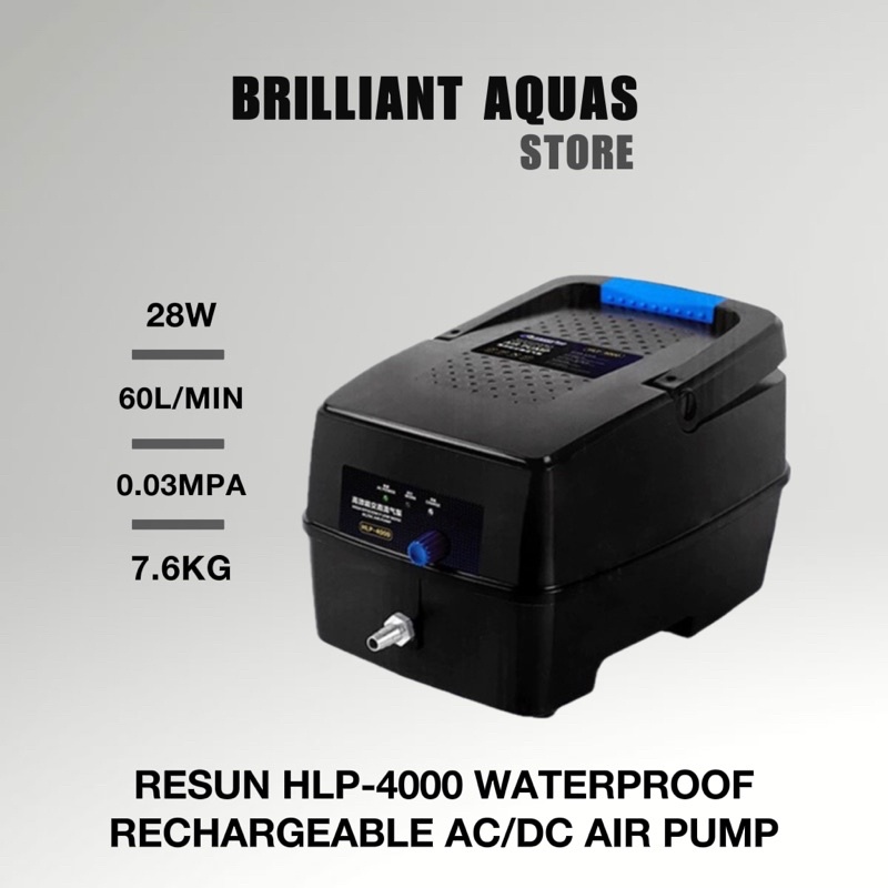 RESUN Waterproof Outdoor HLP4000 Rechargeable AC/DC Air Pump 28W, 60L