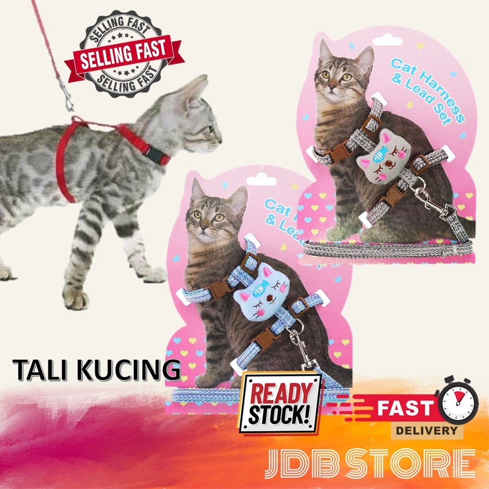Tali Kucing Comel Kitten Cat Harness Lead Adjustable Cat Rope Tali ...