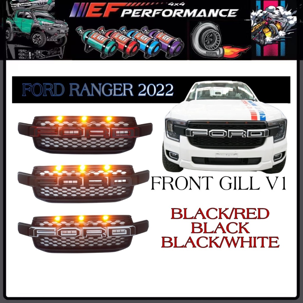 FORD RANGER T9 XLT/WILDTRAK GRILLER FORD LOGO BLACK RED WHITE FRONT ...