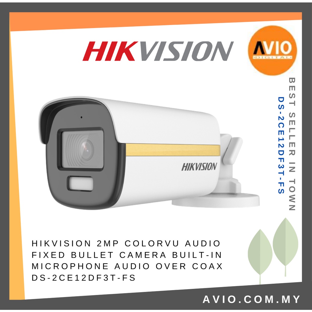 Hikvision 2MP 2 Megapixel 24Hour ColorVu Outdoor Analog CCTV Camera Mic ...