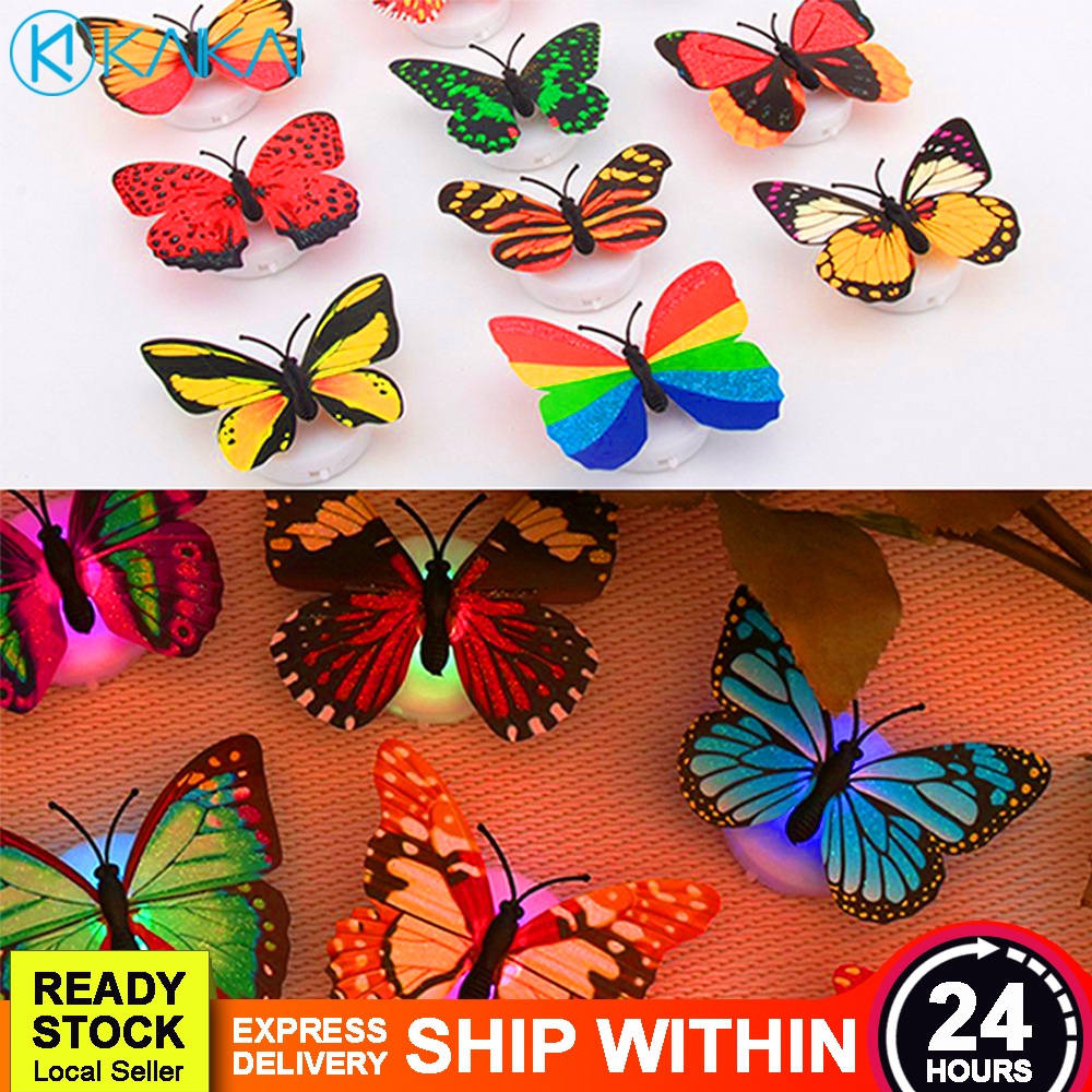 🔥 LIKE REAL 🔥 Luminous Decorative 3D Butterfly LED Sticker Wall Light ...