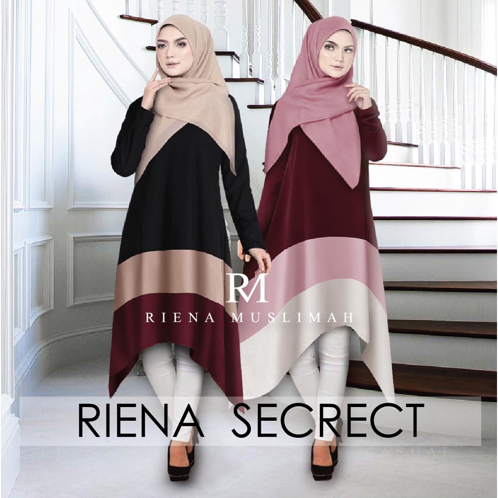 🔥 EXCLUSIVE RIENA 🔥TUNIC MUSLIMAH LABUH LONG BLOUSE IRONLESS READY ...