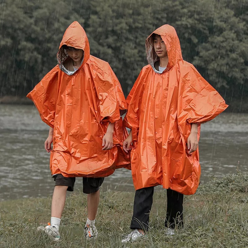 Aluminum Reflective First Aid Poncho Outdoor Hiking Cape Raincoats