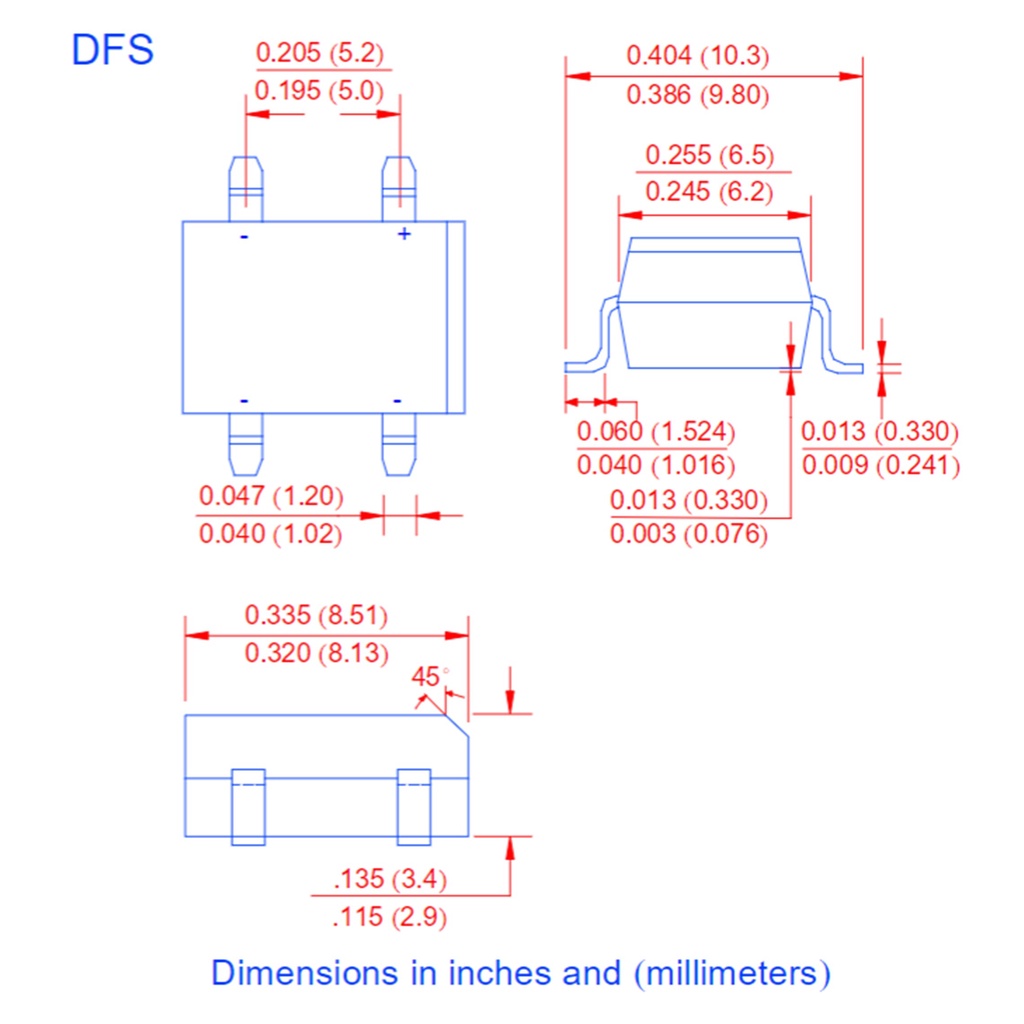 DB107 DB157 DB207 DB307 Bridge Rectifier DIP-4 SMD 1000V Penerus ...