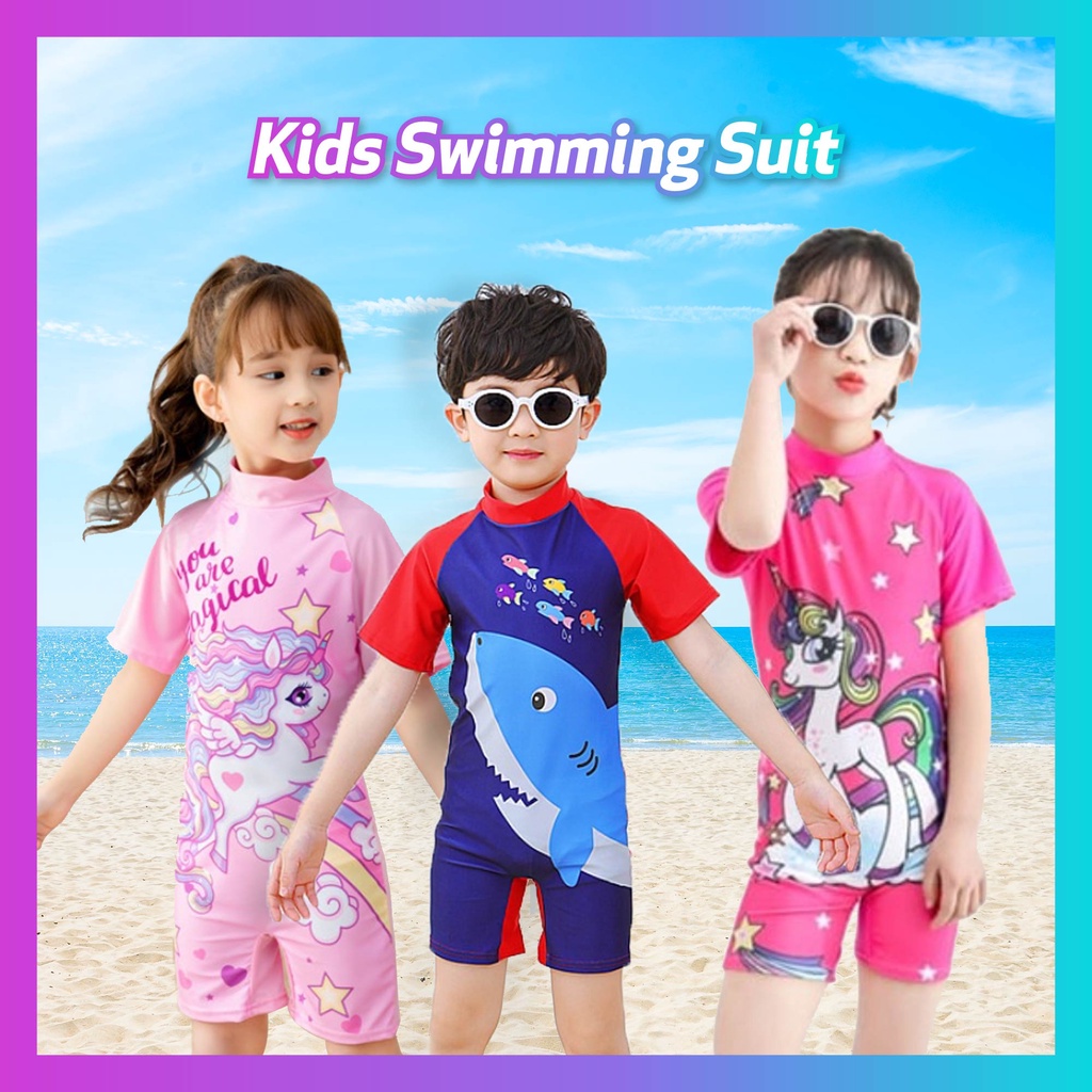 Kids Swim Suit Swimwear Swimming Suit Boy Girl Baju Renang Budak Kanak ...