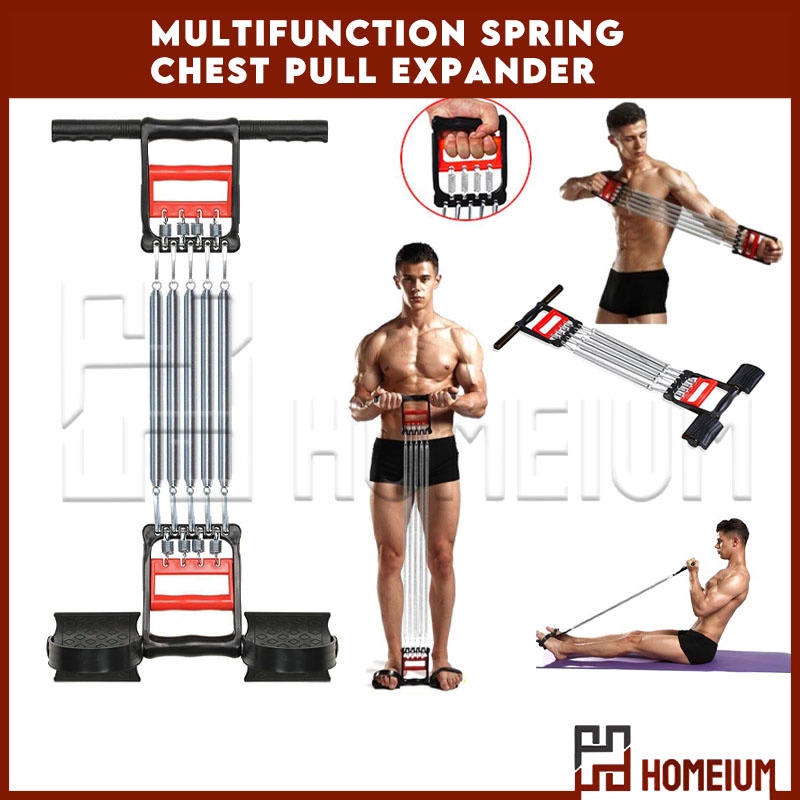 Homeium Chest Muscle Expander With Hand Gripper And Pedal Pull 5 SPRING ...