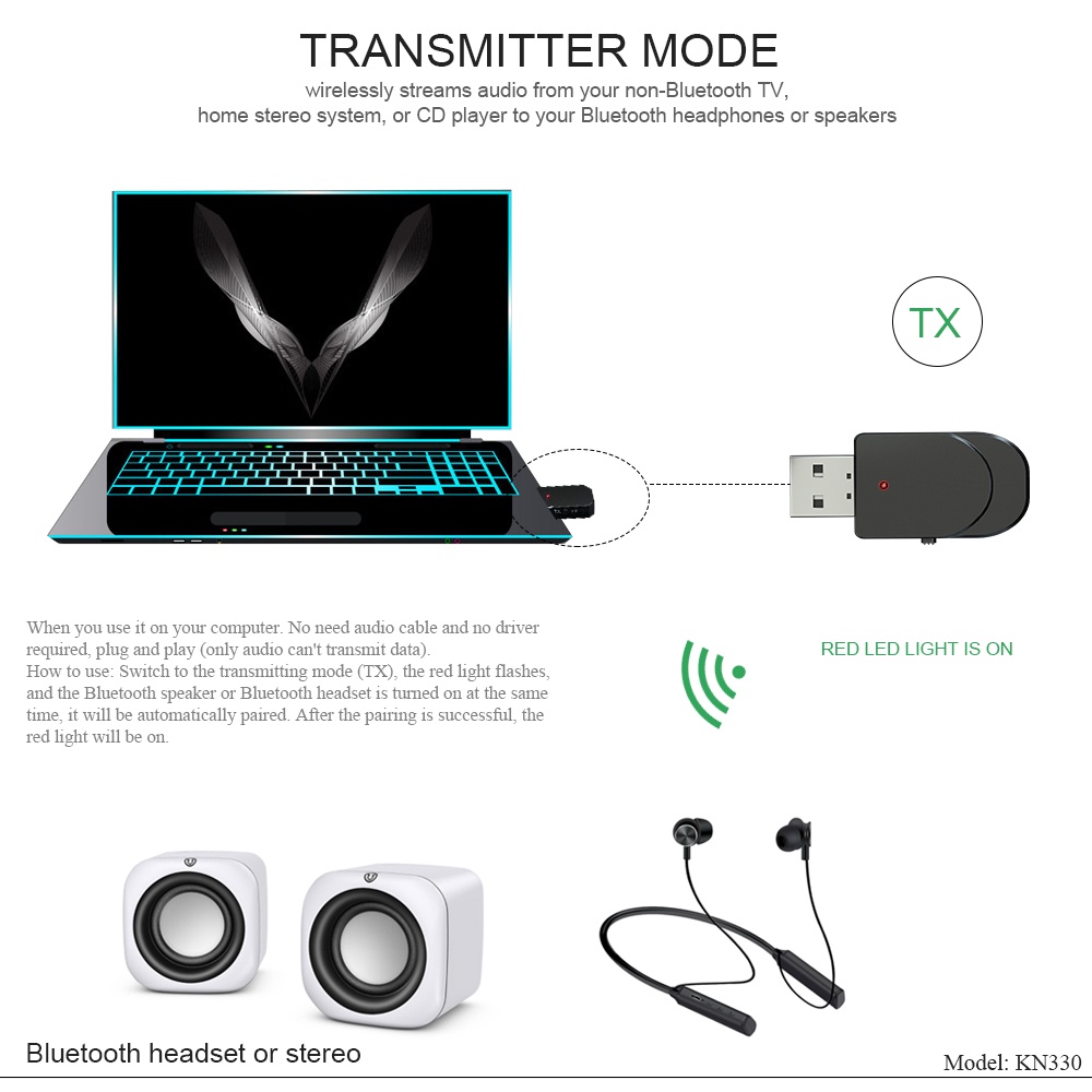 Bluetooth 5.0 Receiver Transmitter 3 In 1 Mini Stereo AUX RCA 3.5mm ...