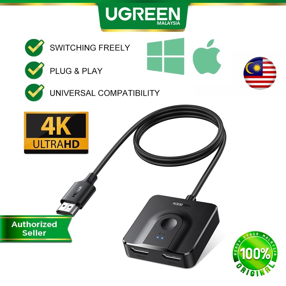 UGREEN HDMI Switch 4K60Hz with 3.3FT HDMI Cable, Bidirectional