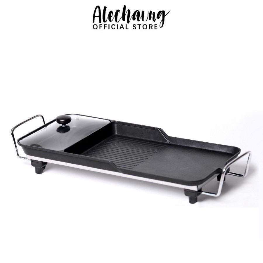 Alechaung Electric Grill Pan With Shabu Boiler 2 in 1 Suki Pot Korean