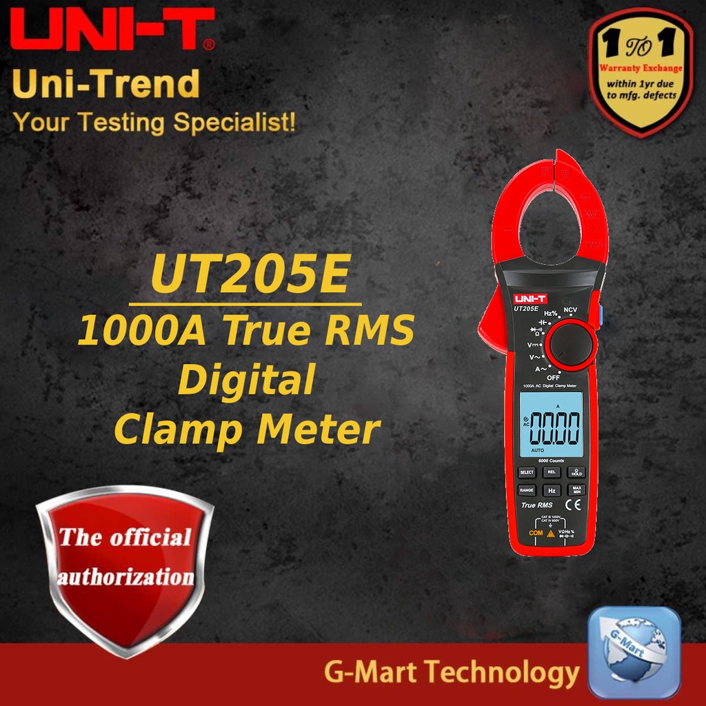 UNI-T UT205E UT207B UT208B 1000A True RMS Digital Clamp Meter | Shopee ...